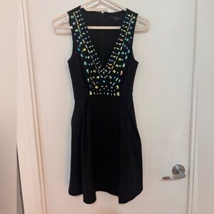 NWOT GUESS Black Dress with Blue Embellishments